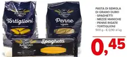 Todis Pasta di semola di grano duro spaghetti/mezze maniche/ penne rigate e tortiglioni offerta