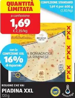ALDI Regione che vai piadina xxl offerta