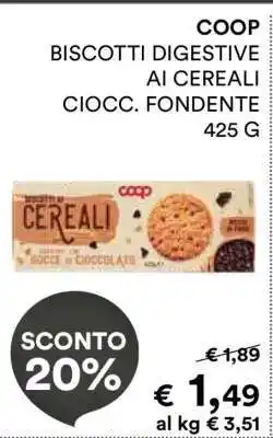 Coop COOP BISCOTTI DIGESTIVE AI CEREALI CIOCC. FONDENTE 425 G offerta