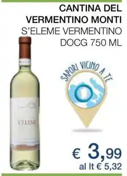 Coop CANTINA DEL VERMENTINO MONTI S'ELEME VERMENTINO DOCG 750 ML offerta
