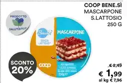 Coop COOP BENE.SÌ MASCARPONE S.LATTOSIO 250 G offerta