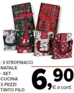 Todis 3 strofinacci natale e set cucina 3 pezzi tinto filo offerta
