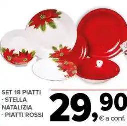 Todis Set 18 piatti stella natalizia e piatti rossi offerta