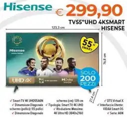 Todis TV55"UHD 4KSMART HISENSE offerta