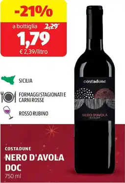 ALDI Costadune nero d'avola doc offerta