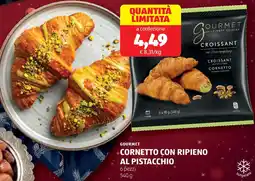 ALDI Gourmet cornetto con ripieno al pistacchio offerta