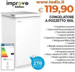 Todis Improve congelatore a pozzetto 100L offerta