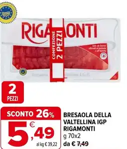 Iperal Bresaola della valtellina igp RIGAMONTI offerta