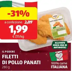ALDI Il podere filetti di pollo panati offerta