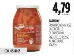 Carico Cash & Carry Carbone principe borghese pacchetelle di pomodino pizzutello rosso al naturale offerta