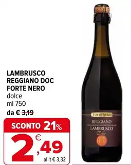 Iperal Lambrusco reggiano doc forte nero dolce offerta