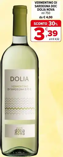 Iperal Vermentino di sardegna doc DOLIA NOVA offerta