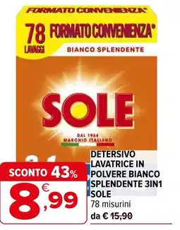 Iperal Detersivo lavatrice in polvere bianco splendente 3in1 SOLE offerta