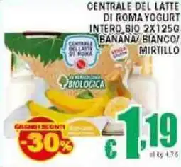 Sacoph Centrale del latte di roma yogurt intero bio banana bianco/ mirtillo offerta