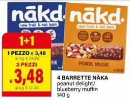 Il Gigante 4 barrette nàka peanut delight/ blueberry muffin offerta