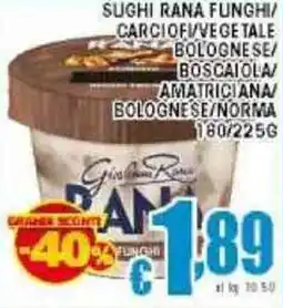 Sacoph Sughi rana funghi carciofi/vegetale bolognese boscaiola/ amatriciana bolognese/norma offerta