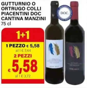 Il Gigante Gutturnio o ortrugo colli piacentini doc cantina manzini offerta