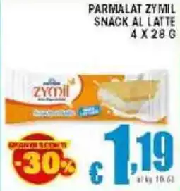 Sacoph Parmalat zymil snack al latte offerta