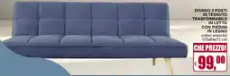 Il Gigante Divano 3 posti in tessuto trasformabile in letto con piedini in legno offerta