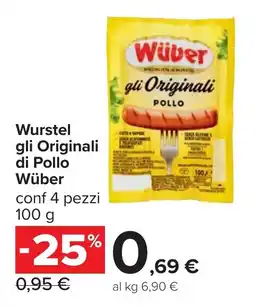Carrefour Wurstel gli Originali di Pollo Wüber offerta