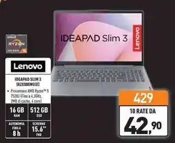 Unieuro Lenovo IDEAPAD SLIM 3 (82X000NGIX) offerta
