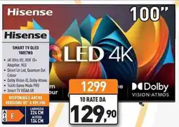 Unieuro Hisense SMART TV QLED 100E7NQ offerta