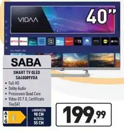 Unieuro SABA SMART TV QLED SA40089VDA offerta