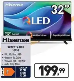 Unieuro Hisense SMART TV QLED 32A5Q offerta
