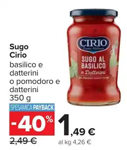 Carrefour Sugo Cirio offerta