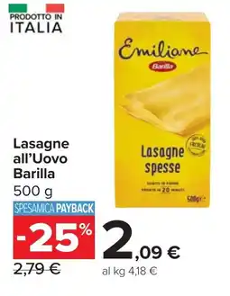 Carrefour Lasagne all'Uovo Barilla offerta
