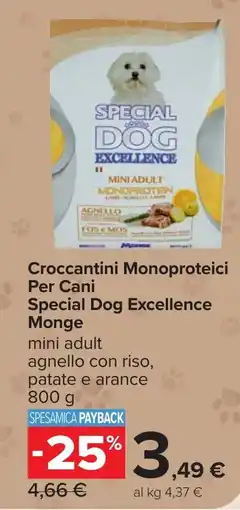 Carrefour Croccantini Monoproteici Per Cani Special Dog Excellence Monge offerta