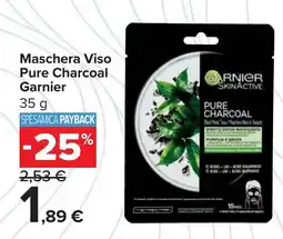 Carrefour Maschera Viso Pure Charcoal Garnier offerta