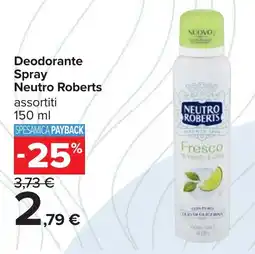 Carrefour Deodorante Spray Neutro Roberts offerta