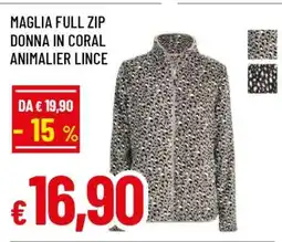 Famila MAGLIA FULL ZIP DONNA IN CORAL ANIMALIER LINCE offerta