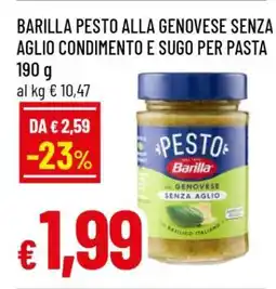 Famila BARILLA PESTO ALLA GENOVESE SENZA AGLIO CONDIMENTO E SUGO PER PASTA offerta