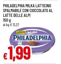 Famila PHILADELPHIA MILKA LATTICINO SPALMABILE CON CIOCCOLATO AL LATTE DELLE ALPI offerta