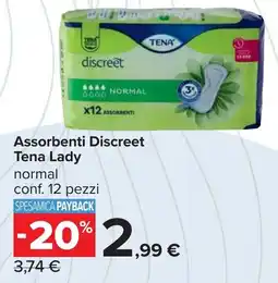 Carrefour Assorbenti Discreet Tena Lady offerta