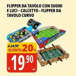 Tigros Flipper da tavolo con suoni e luci - calcetto - flipper da tavolo curvo offerta