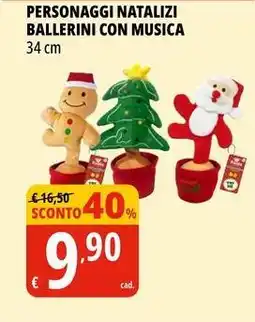 Tigros Personaggi natalizi ballerini con musica 34 cm offerta