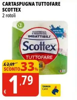 Tigros Cartaspugna tuttofare SCOTTEX 2 rotoli offerta