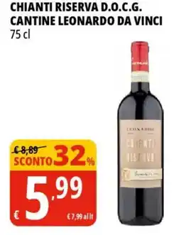 Tigros Chianti riserva d.o.c.g. cantine LEONARDO DA VINCI offerta