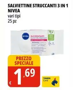 Tigros Salviettine struccanti 3 in 1 NIVEA offerta
