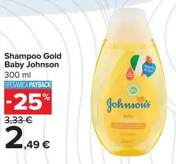 Carrefour Shampoo Gold Baby Johnson offerta