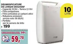 Il Gigante DEUMIDIFICATORE DE LONGHI DEX210SF offerta