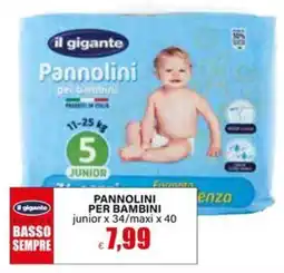 Il Gigante Il gigante pannolini per bambini offerta