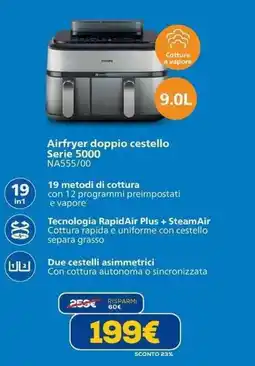 Euronics Airfryer doppio cestello Serie 5000 NA555/00 offerta