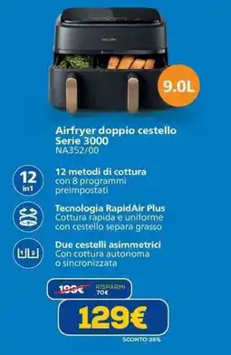 Euronics Airfryer doppio cestello Serie 3000 NA352/00 offerta