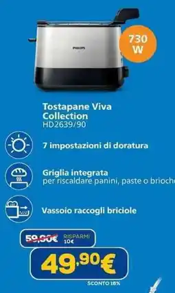 Euronics Philips Tostapane Viva Collection HD2639/90 offerta
