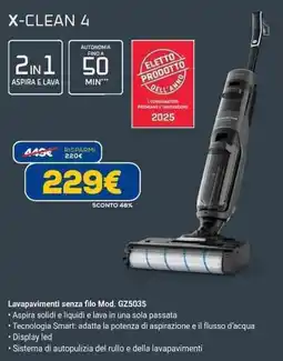Euronics Rowenta x-clean 4 Lavapavimenti senza filo Mod. GZ5035 offerta