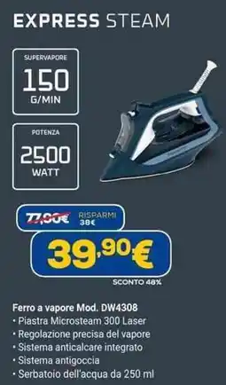 Euronics Rowenta express steam Ferro a vapore Mod. DW4308 offerta